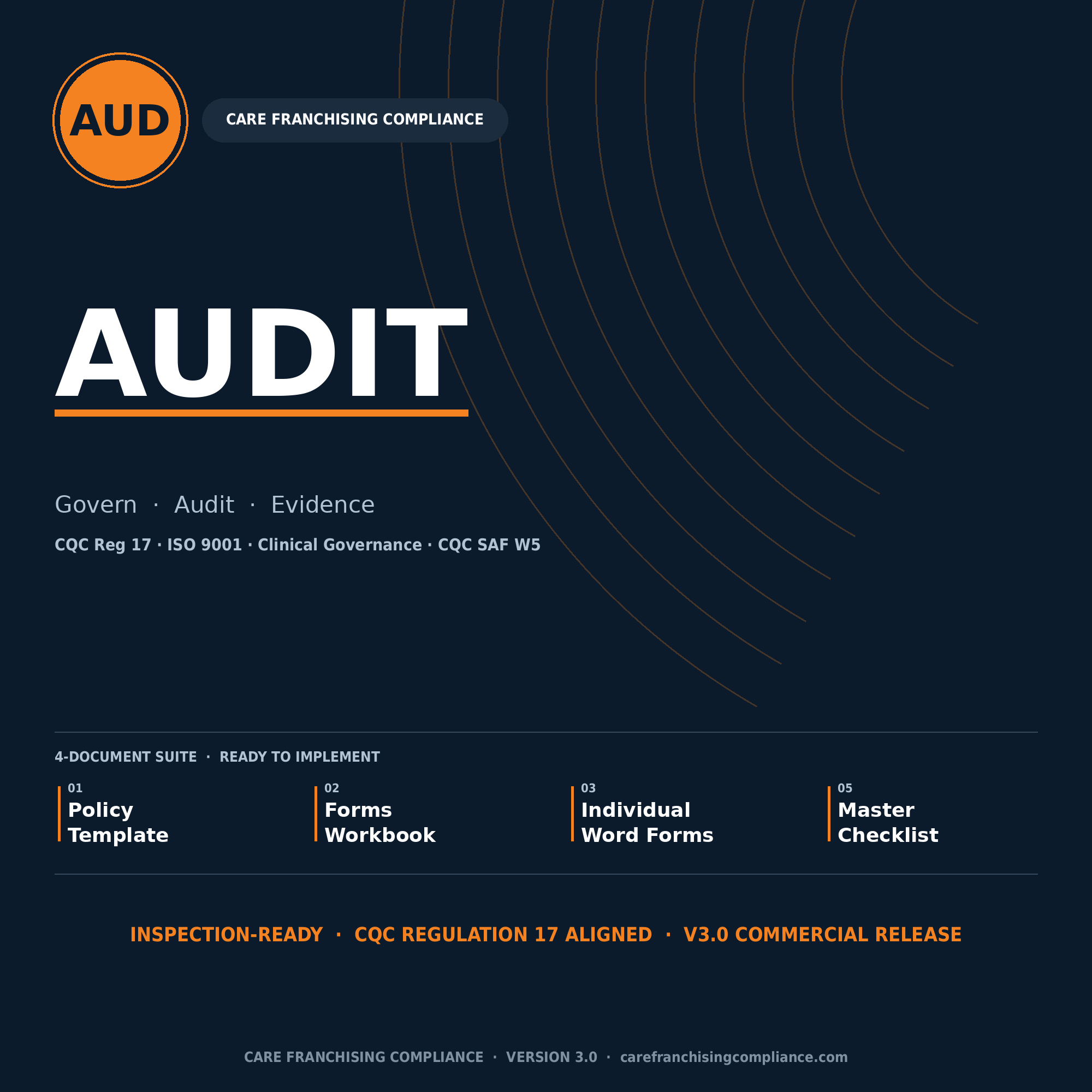 Audit and Quality Monitoring Policy Suite | CQC Regulation 17 | SAF Well-Led | RAG-Rated Audit | QIAP | Governance Reporting | Mock CQC Inspection | 10 Forms | All Community Services